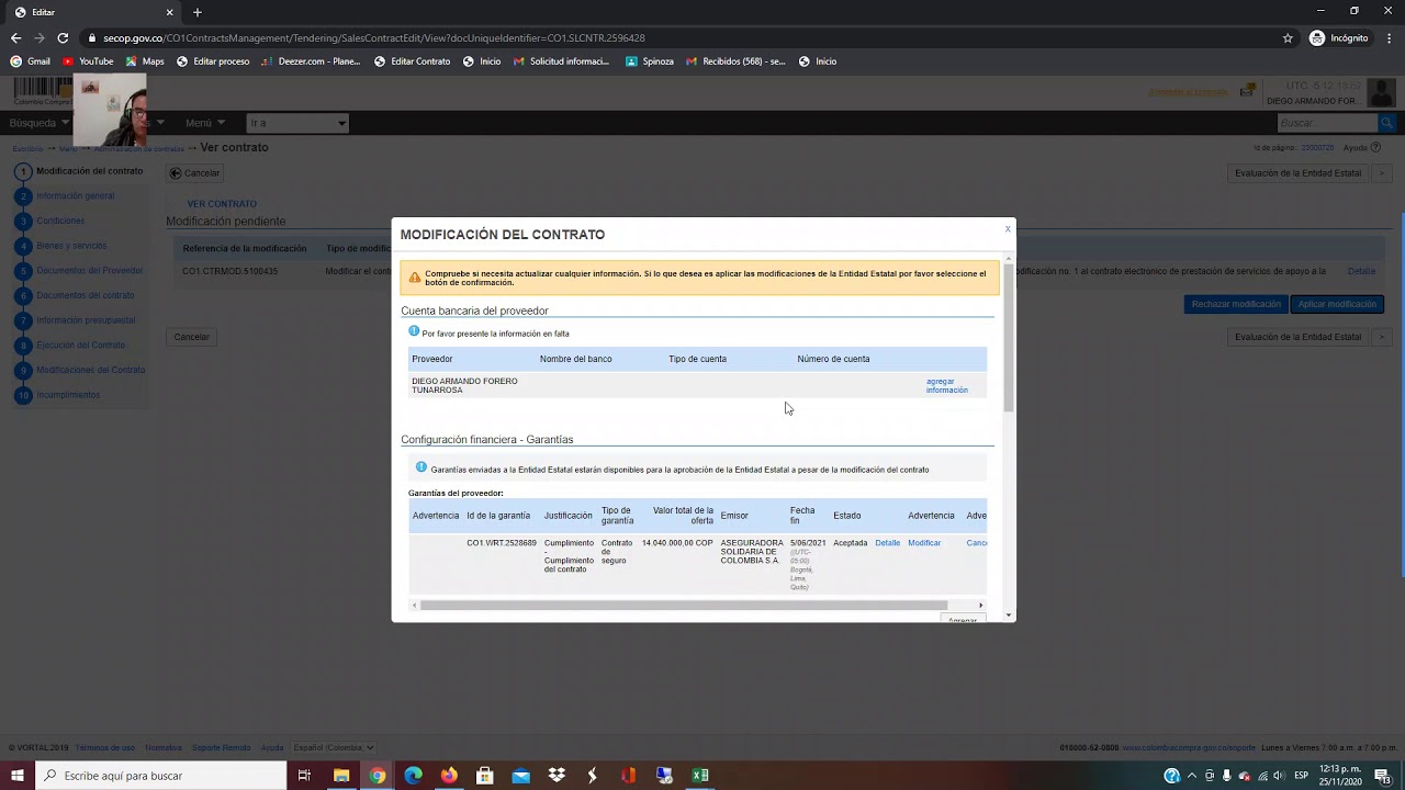 ACEPTAR MODIFICACIONES EN EL SECOP II