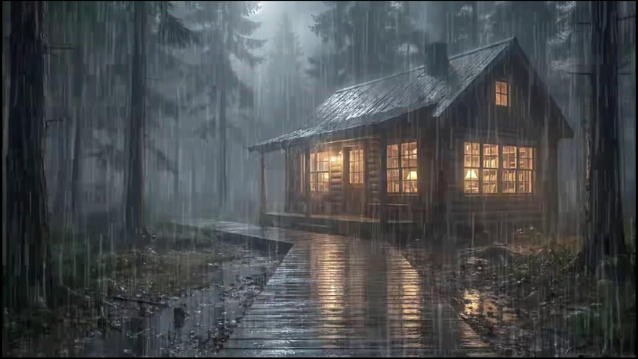 Rainy Forest Cabin at Night 🌧 | Soft Rain Ambience to Ease Insomnia and Drift Into Deep Rain Sleep