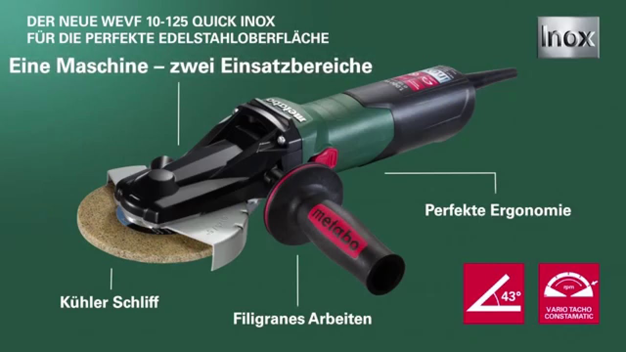 Metabo Inox Flachkopf-Winkelschleifer WEVF 10-125 Quick Inox (German)
