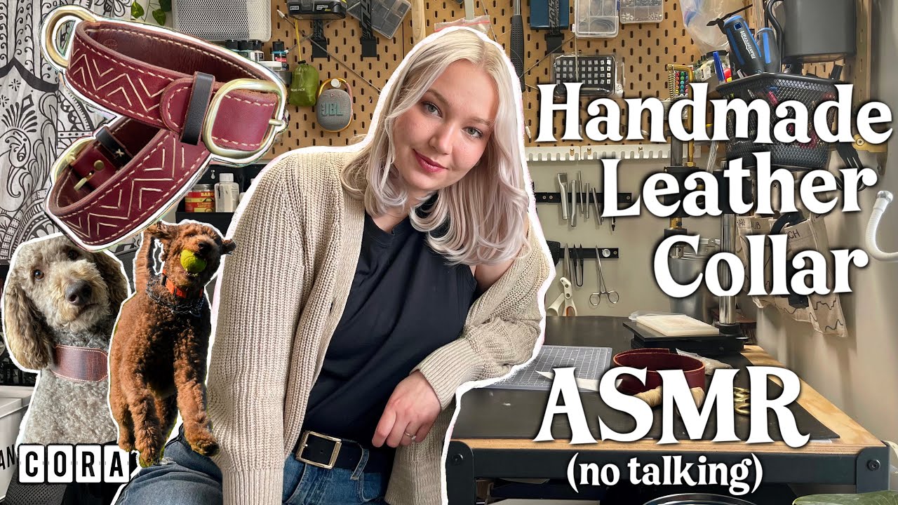 Make a leather dog collar with me! ASMR no talking