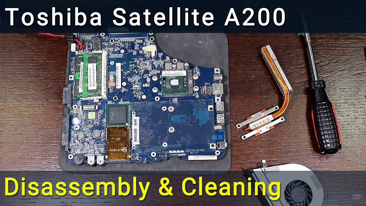Toshiba Satellite A200 Разборка, чистка вентилятора от пыли и замена термопасты