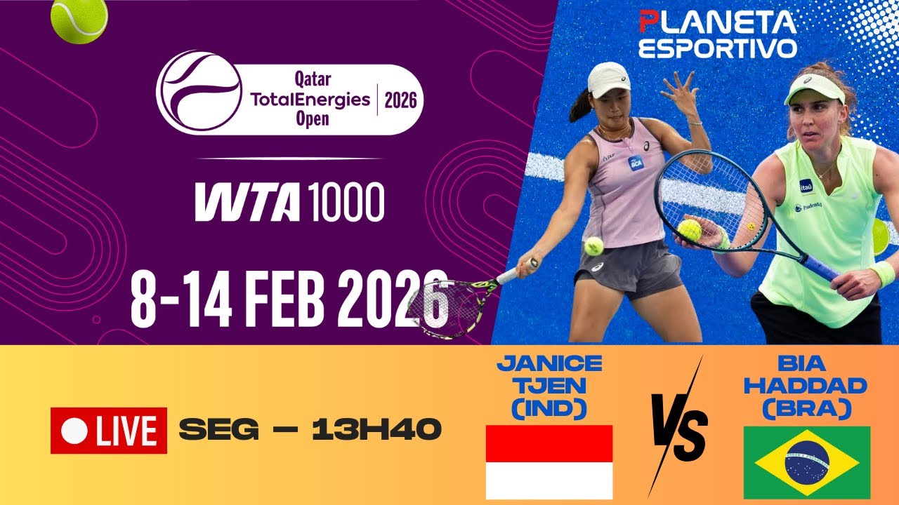 AO VIVO JANICE TJEN (IND) X BIA HADDAD MAIA (BRA) | WTA 1000 DE DOHA - 09/02/2026