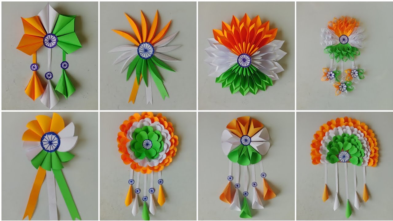 8 Type Republic Day Handing Wall Home Decoration Craft/DIY Independence Day Tricolour Paper Craft De