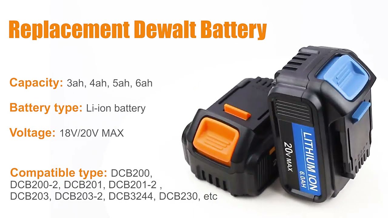 RHY-Rechargeable 18v/20v battery pack DCB200 replacement for Dewalt power tool battery DCB200