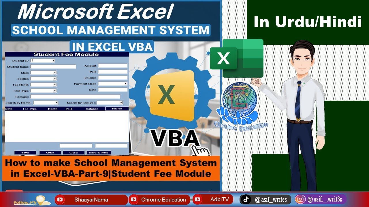 School Management System in MS-Excel-VBA Part-9|How to Make School Management Software|SMS in Excel