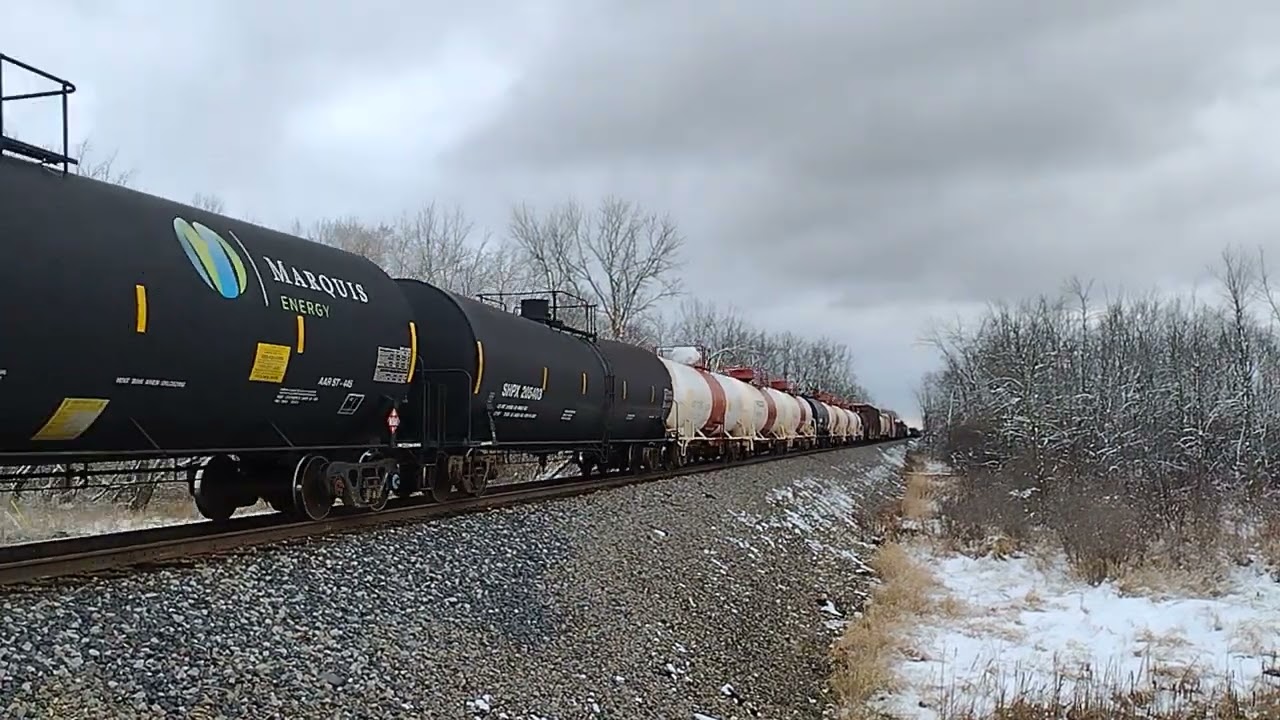 CN SB Mixed Manifest Freight Train, w/ Herzog Equipment on the rear of the train!!