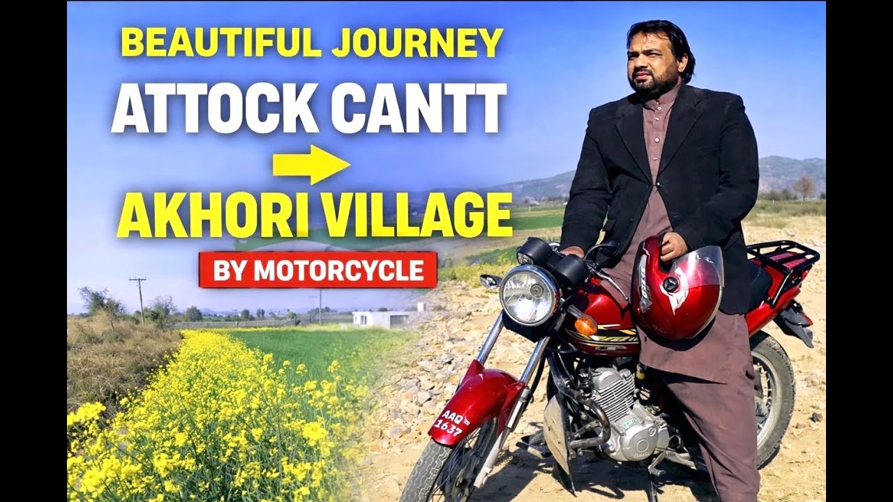 Attock Cantt to Akhori Village Bike Ride 🏍️| Beautiful Scenery, Wheat Fields 🌾 & Mountains 🏔️