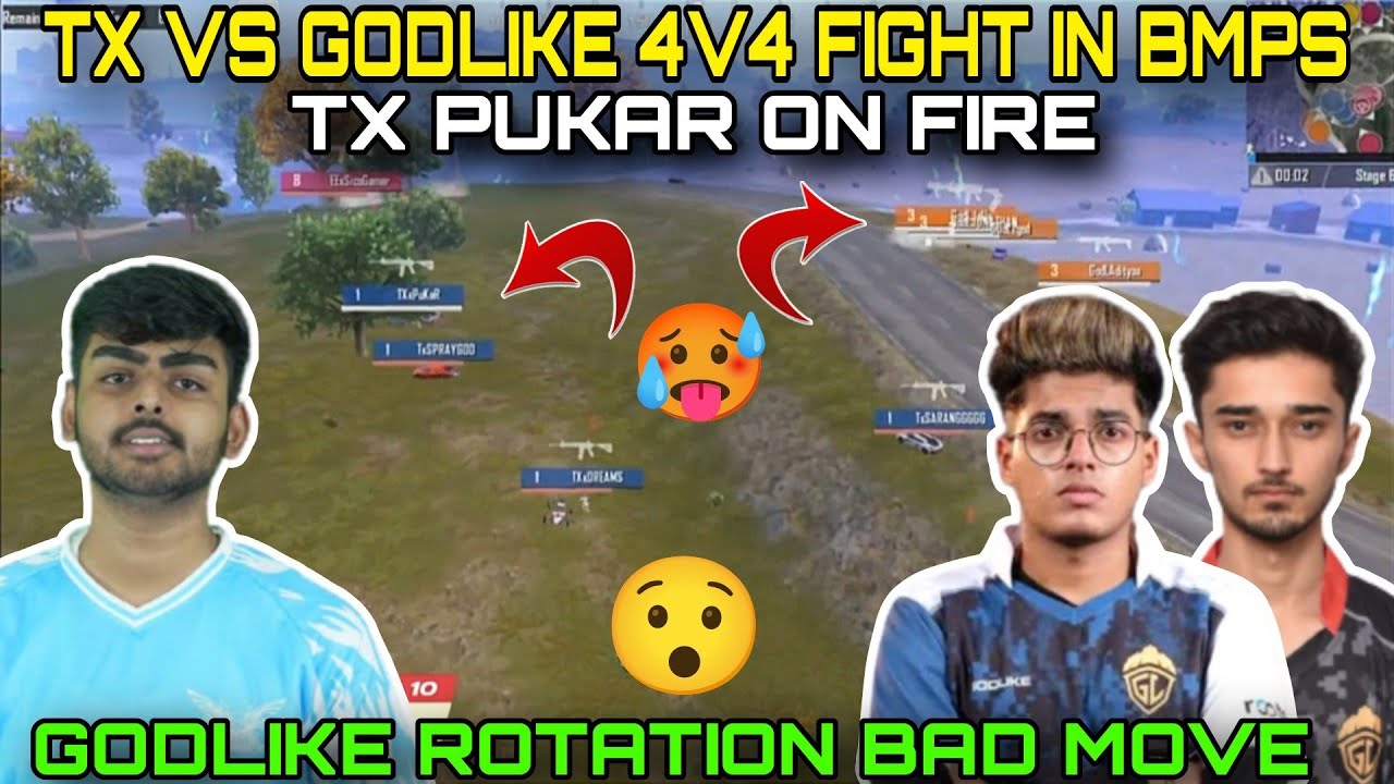 Tx vs godlike fight 4v4 in bmps 🥵 tx pukar on fire 🔥