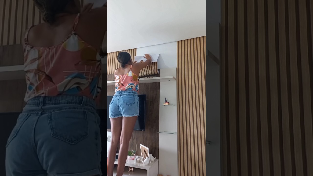 Transformei em Sala de rico apenas com papel de parede❤️✅️   #transforma&ccedil;&atilde;o #transformation #shorts