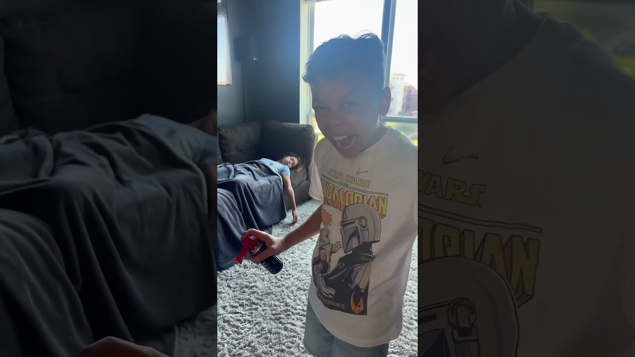 Brother Blows AIRHORN while sister sleeping 🤣🤣
