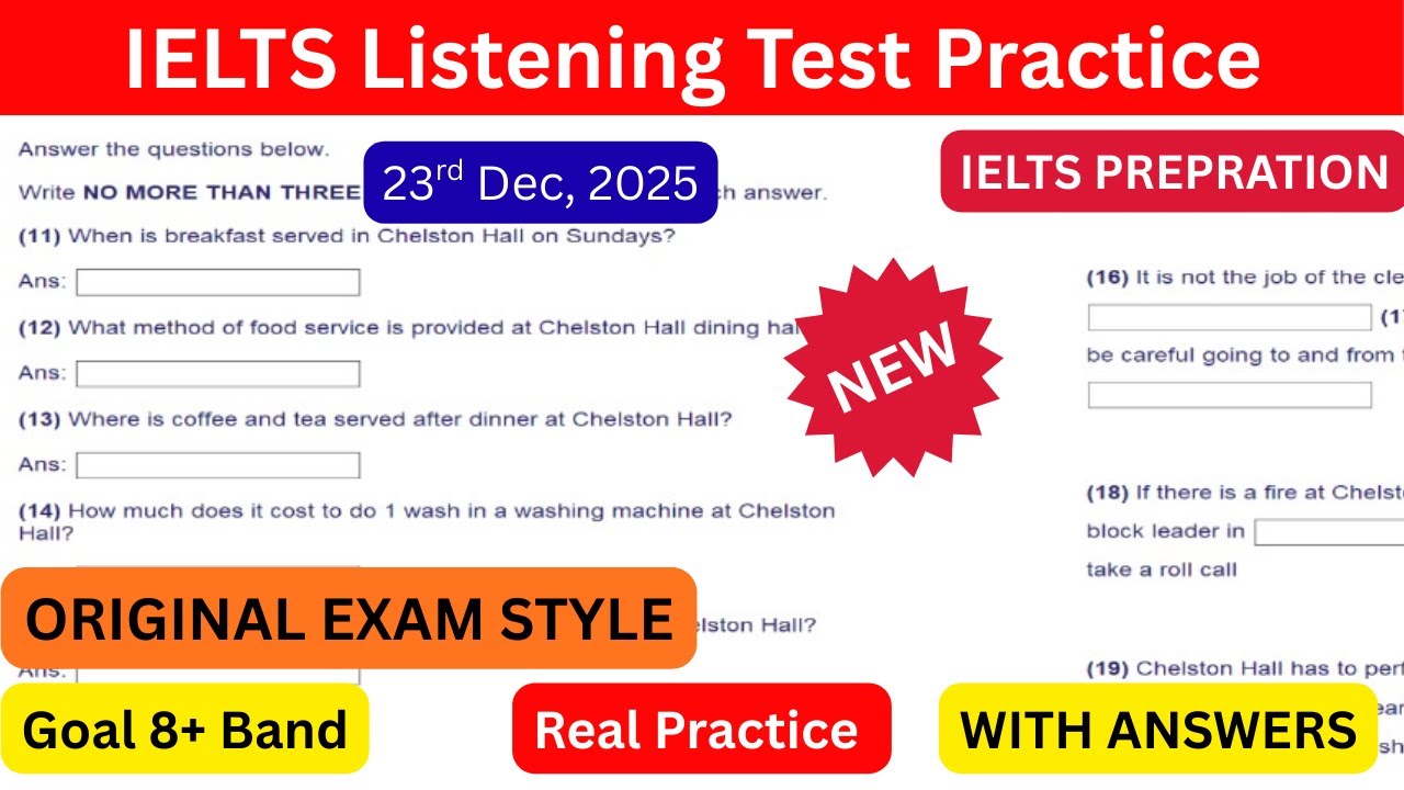 IELTS Listening Practice Test 2025 | 23 Dec 2025 | Real Exam Format | MyIELTSCoach