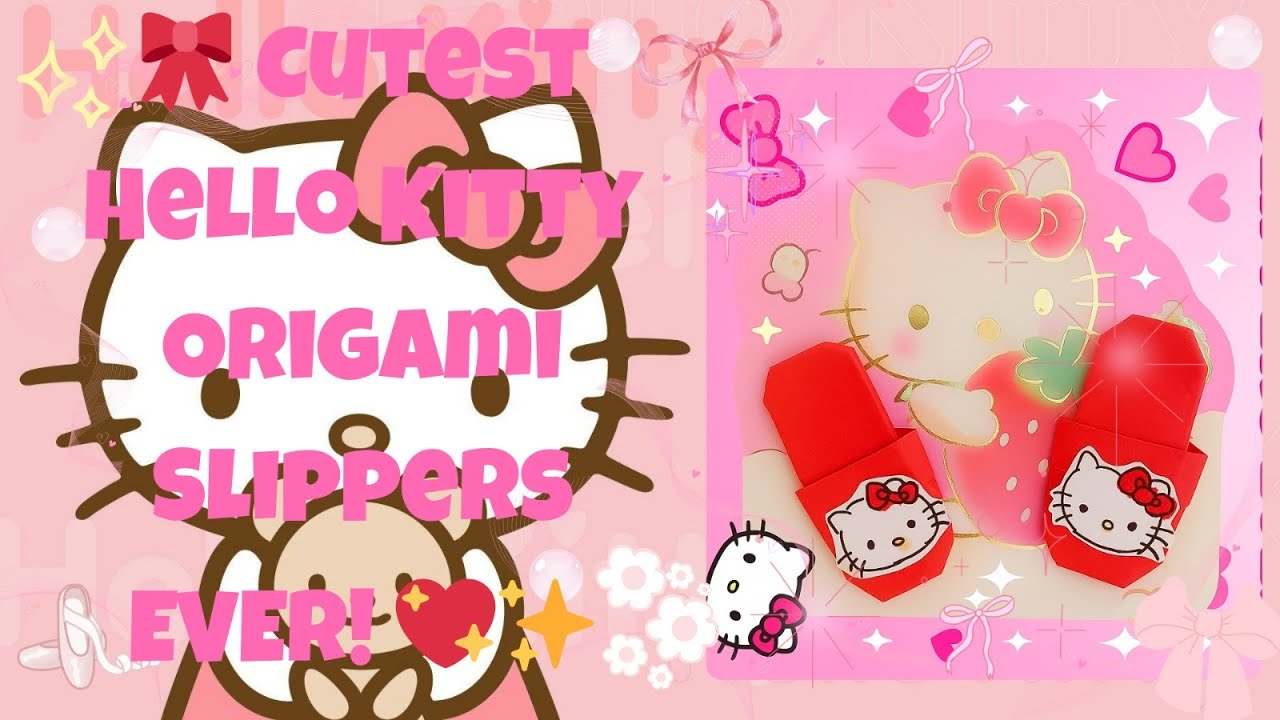 Origami Hello Kitty Slippers?! 🩰🎀 Too Cute & Tiny! |  