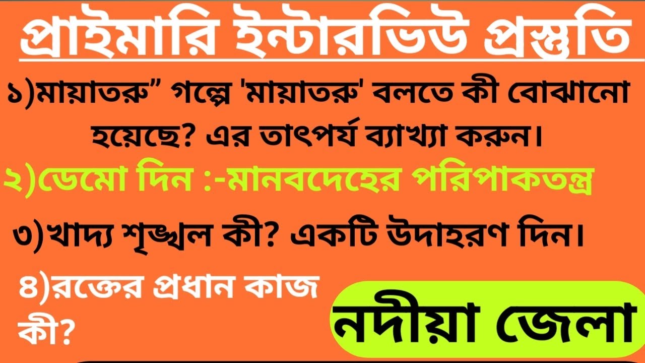 মানব পরিপাকতন্ত্রের উপর ডেমো কীভাবে দেবেন?#primarytetinterview2026#নদীয়াজেলাই ন্টারভিউ #খাদ্যশৃঙ্খল 
