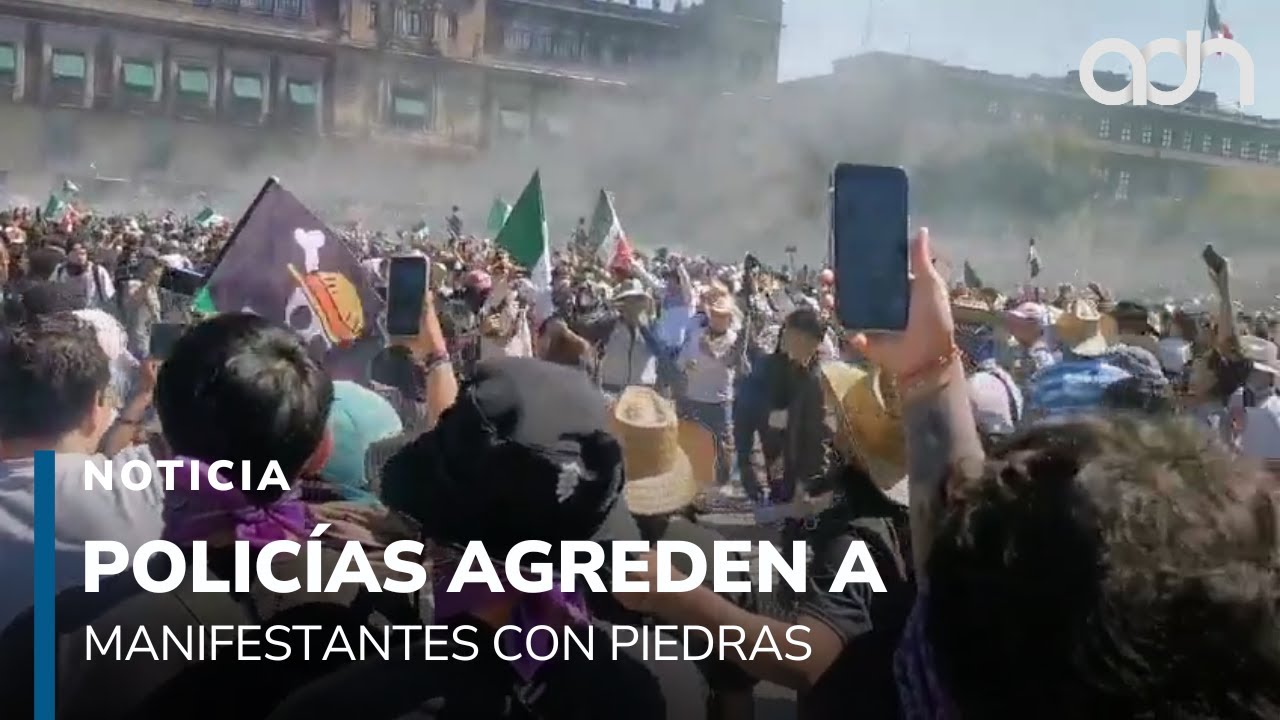 Polic&iacute;as agreden a manifestantes con piedras durante la Marcha de la Generaci&oacute;n Z