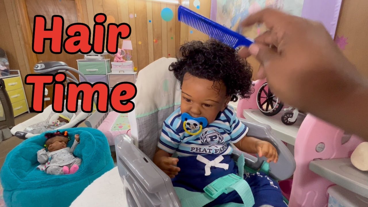 Doing reborn baby boy ginger hair in a cute hair style