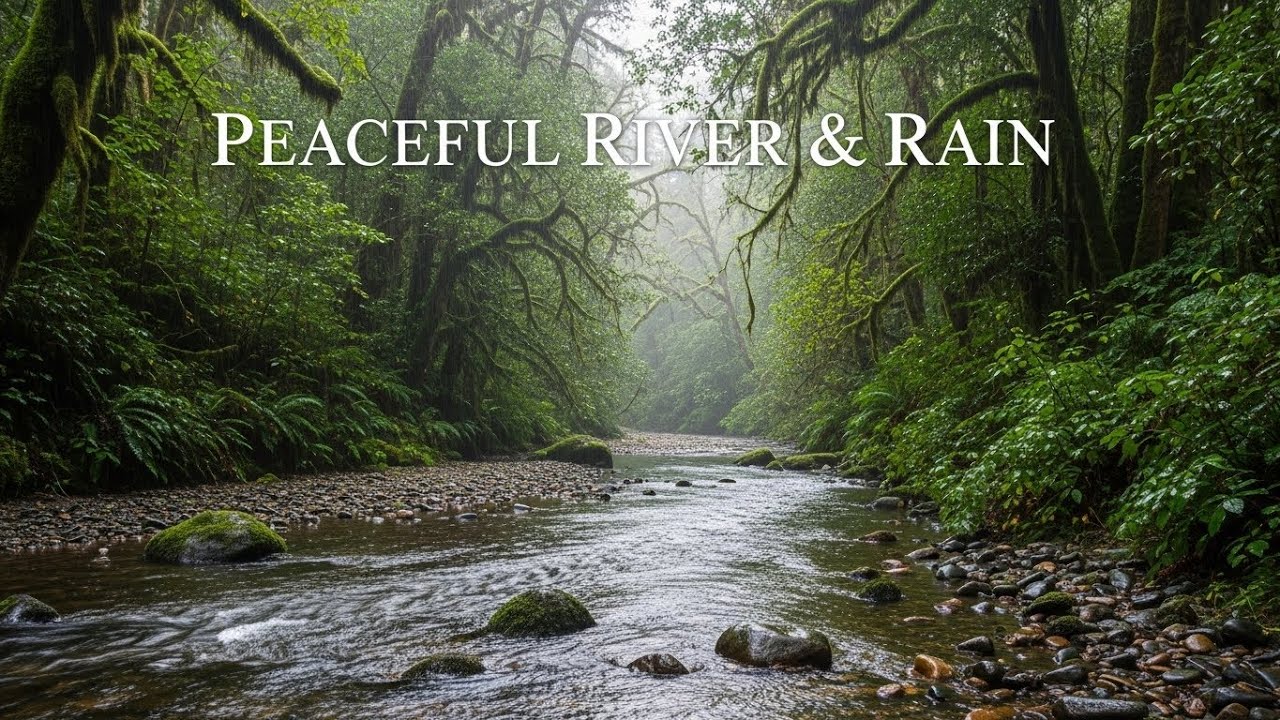 Relaxing Steady Rainfall with Peaceful River Flow for Relaxation, Calm Focus, and Rest