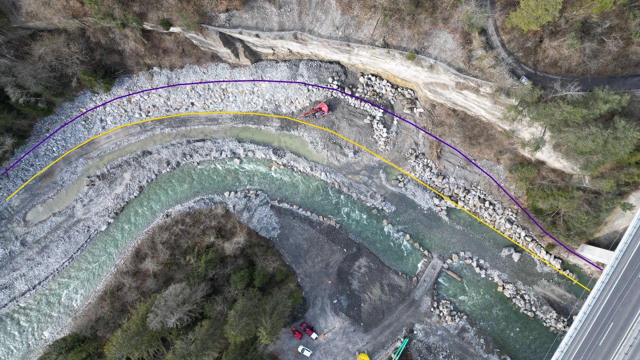 Hochwasserschutz mit CAT 325 Next Gen und Komatsu PC 228USLC-11 in der Kander