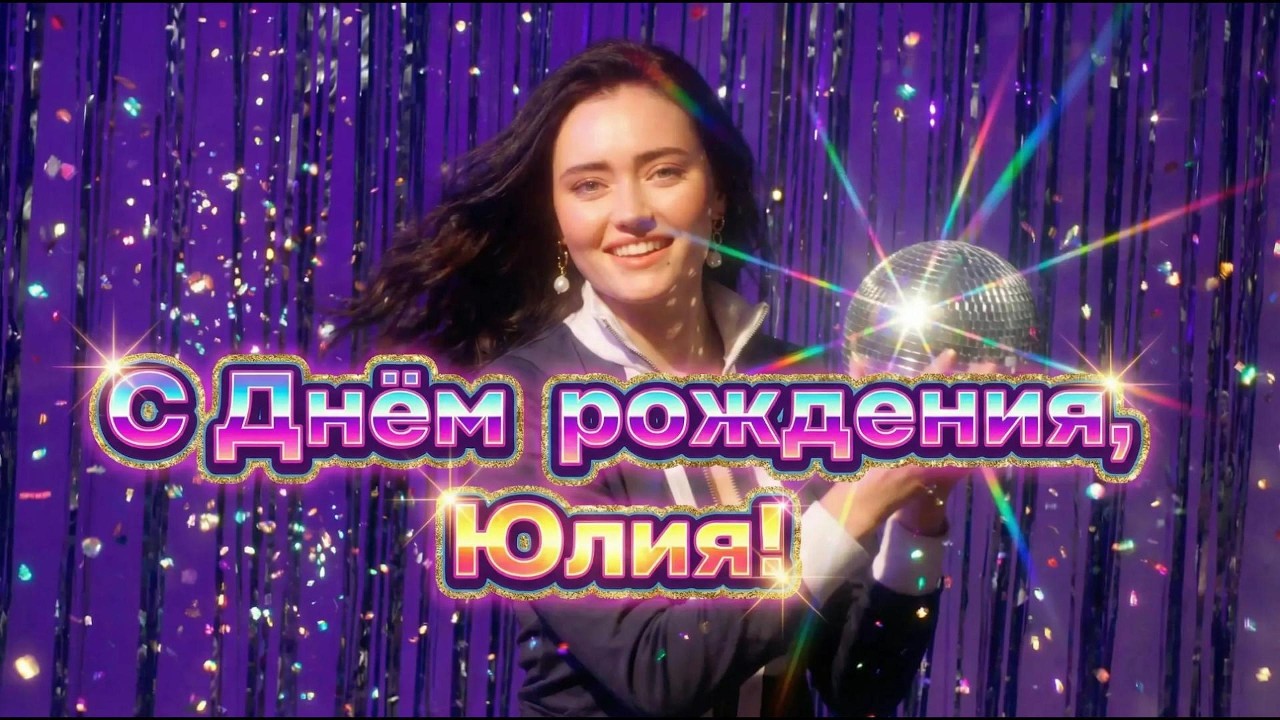 Юля, с Днём Рождения! Поздравить Юлию. Поп-песня в стиле дискотеки 90-x