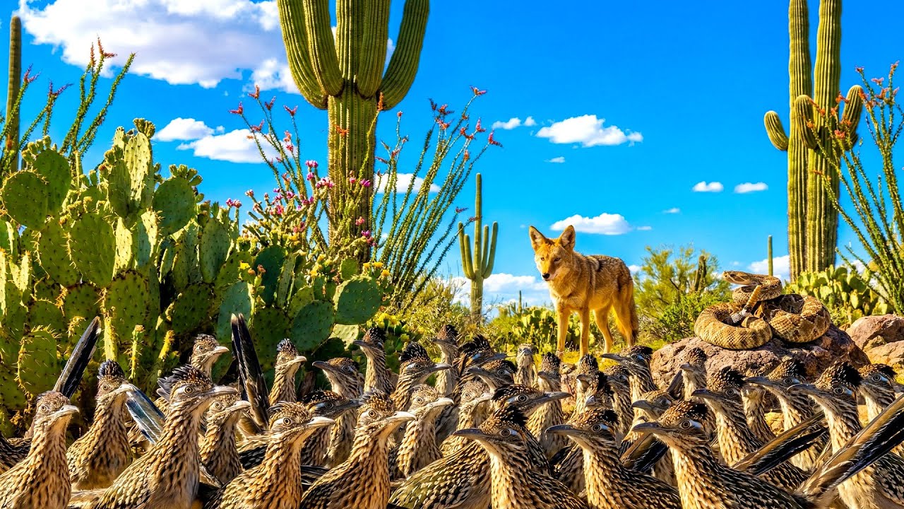 Surviving the Sonoran Desert Cactus Valley - Roadrunners, Rattlesnakes & The Coyote