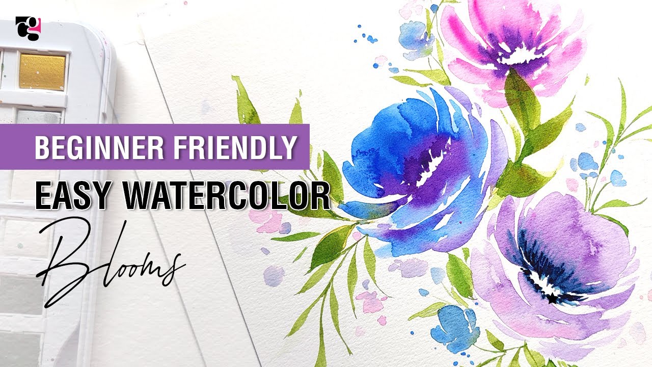Paint My Easy Heart Flowers - Watercolor Tutorial