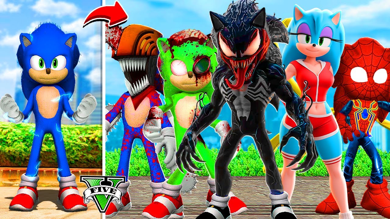Mejorando a SONIC en TODAS SUS FORMAS en GTA 5 !! (Sonic Movie mod)