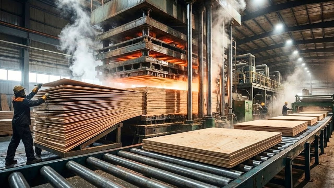 Inside the Plywood Factory – How Millions of Wood Sheets Are Pressed Into Furniture Boards