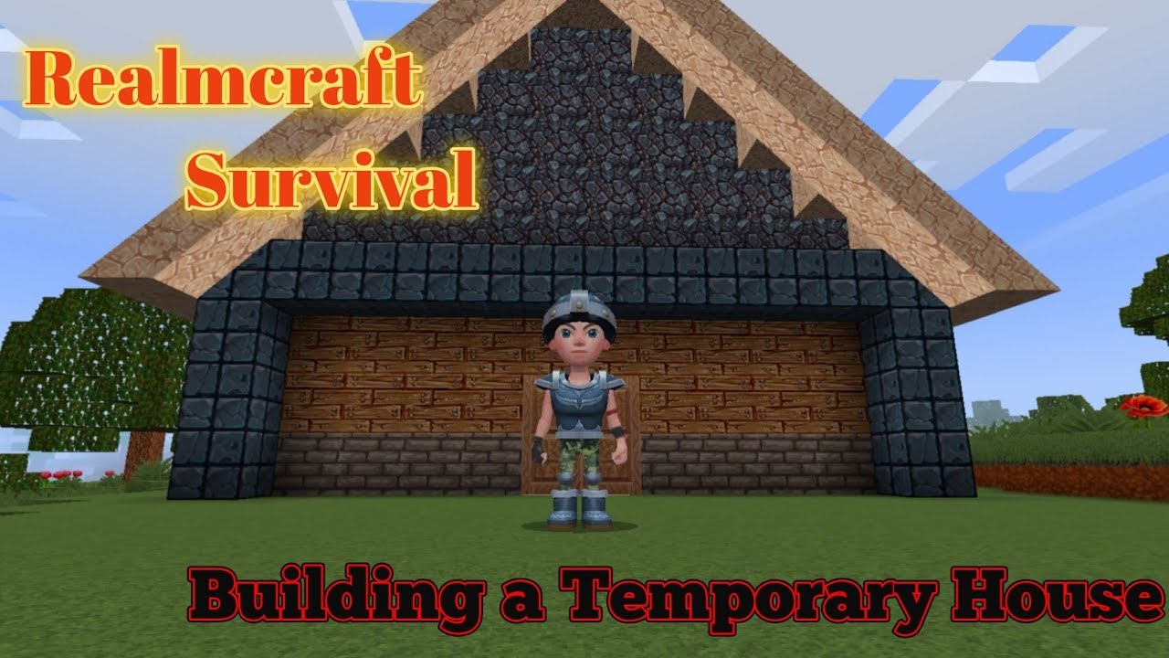Building a temporary house in my survival world | Realmcraft Survival [5.2.0] #12