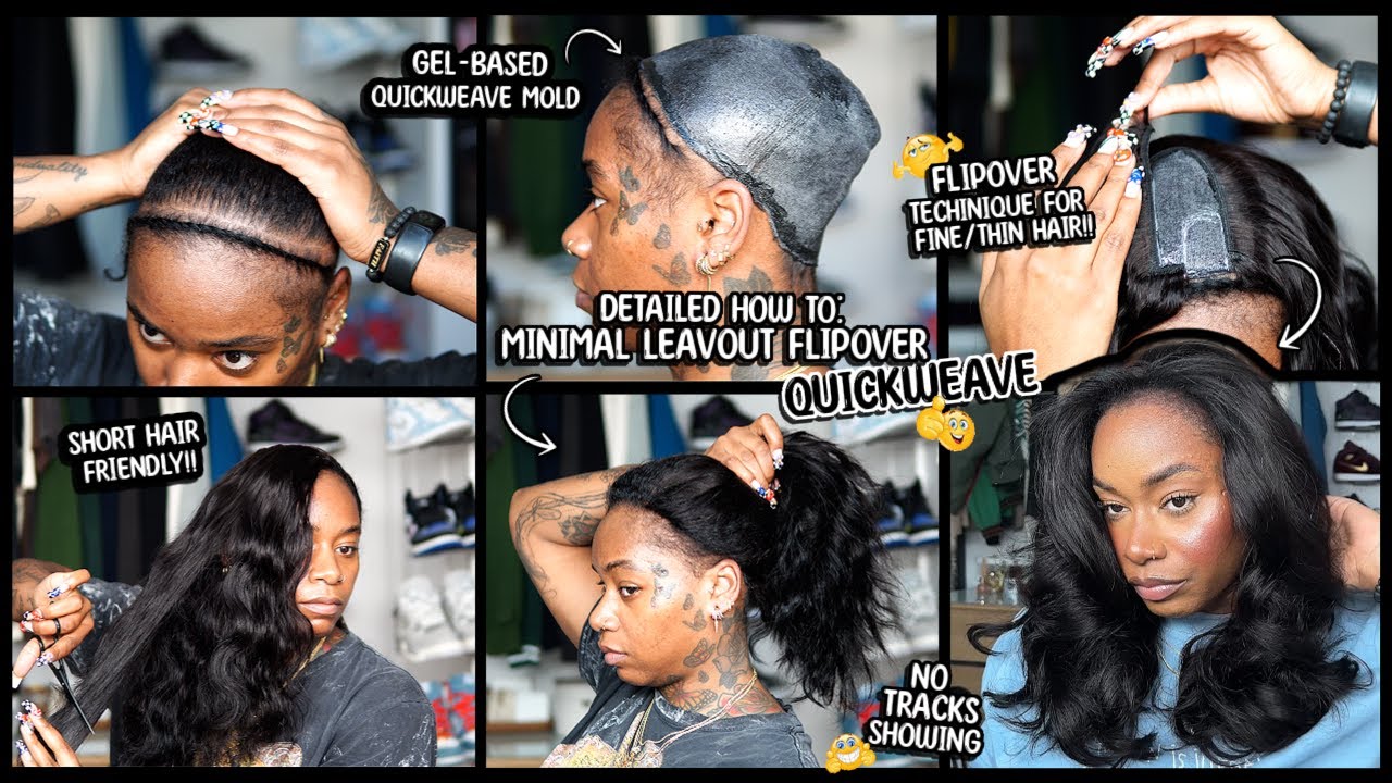 THE ULTIMATE FLIPOVER QUICKWEAVE FOR SHORT, FINE, THIN HAIR 😱😱!! MINIMAL LEAVOUT FLIPOVER QUICKWEAVE