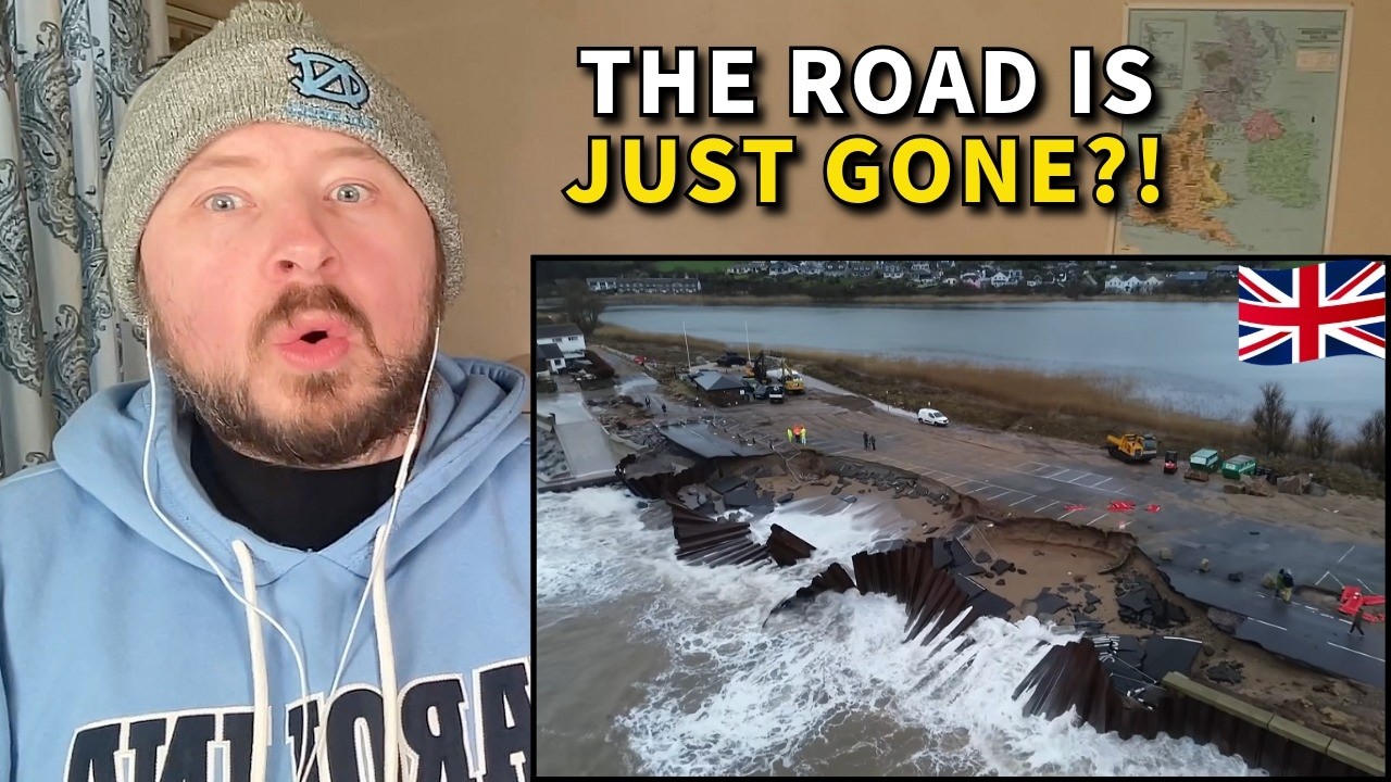 American Reacts: This UK Road Was Just Wiped Out by the Sea