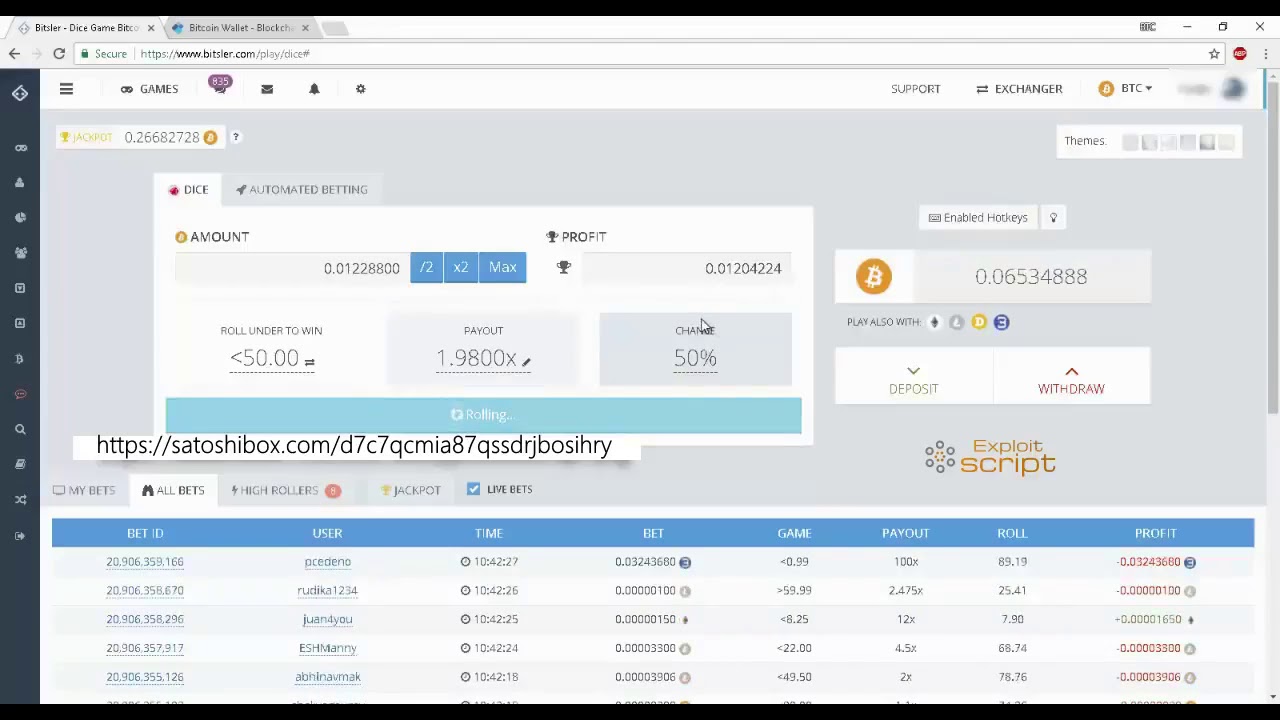 BitSler Script 2018 - Win 10 BTC ( Withdrawal Proof ) January 2018