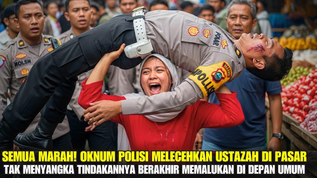 DETIK-DETIK POLISI AROGAN APES KARENA MELECEHKAN USTADZAH, AKHIRNYA DIPERMALUKAN DI PASAR‼️