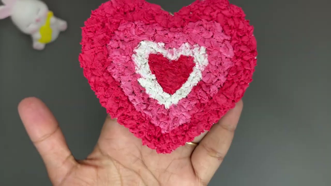 Easy Heart Textured Art Using Tissue Paper | DIY for Beginners Valentine’s Day card ideas 