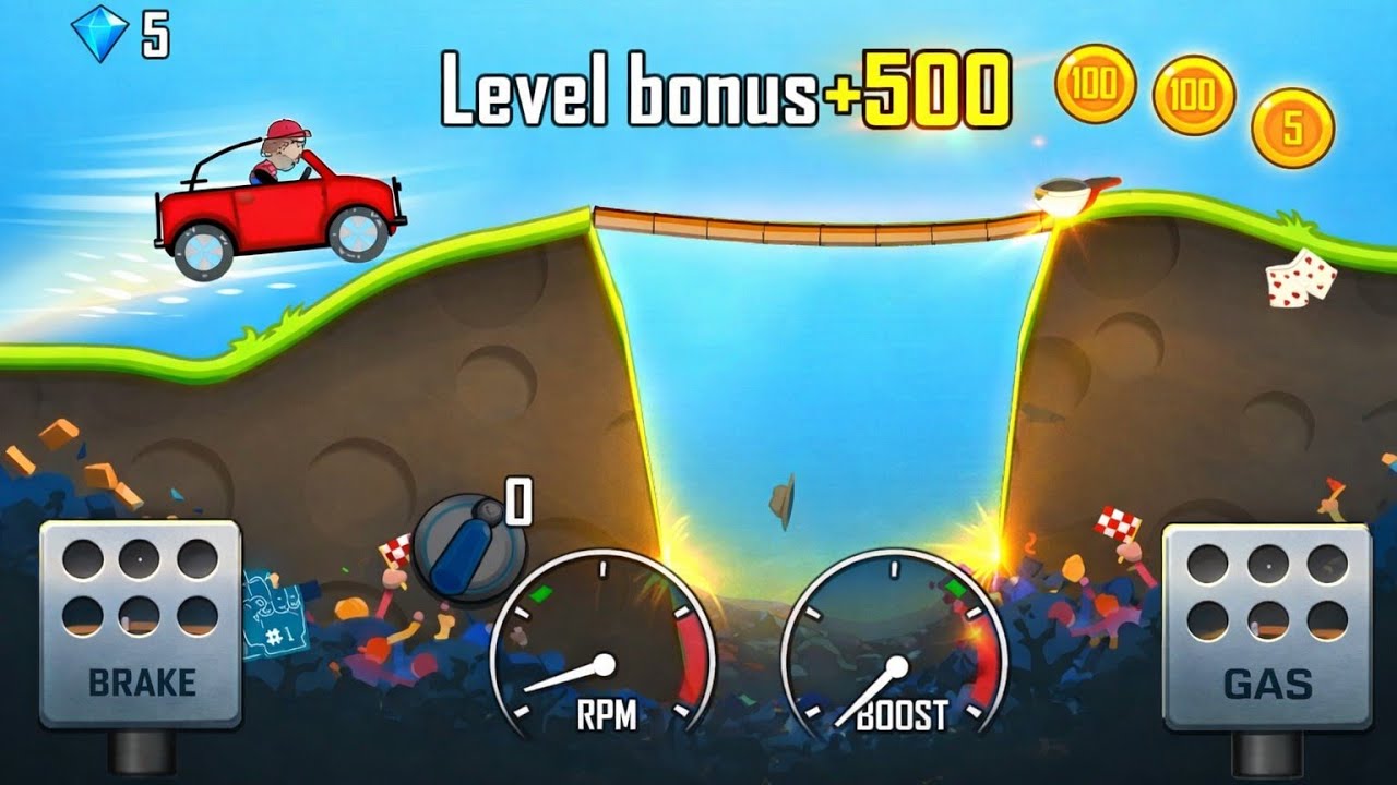 Dangerous Jump But Perfect Landing 🔥 | Hill climb game first level | Board pass gamer | part - 1