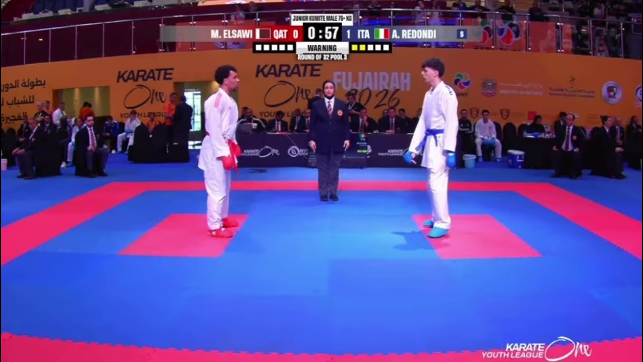 ELSAWI MOUSTAFA 🇶🇦 VS REDONDI ALESSANDRO 🇮🇹  +76kg Junior Male Kumite K-1 Youth league Fujairah 2026