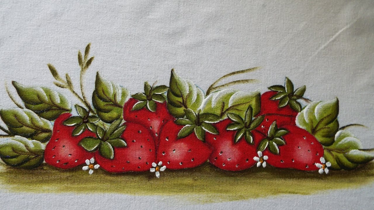 Pintura em tecido para iniciante   |   Morango parte 1-2