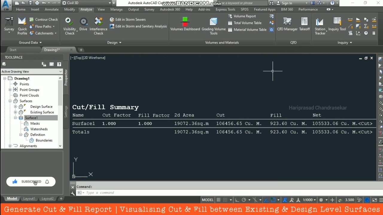 Cut & Fill Report in Civil 3D | Visualising Cut & Fill between Existing & Design Surfaces