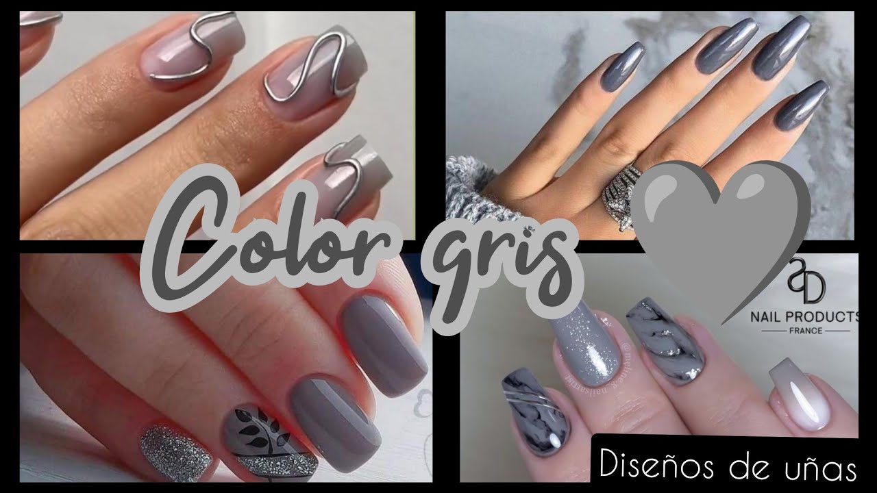 DISEÑOS DE UÑAS EN TENDENCIA COLOR GRIS 🩶#uñasdecoradas #uñasdemoda #nailsdesing #nailspolish #2024