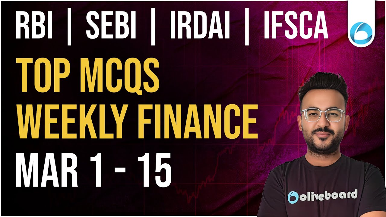 Top Finance MCQs | 1 - 15 MAR | RBI Grade B 2026 | SEBI Grade A 2025