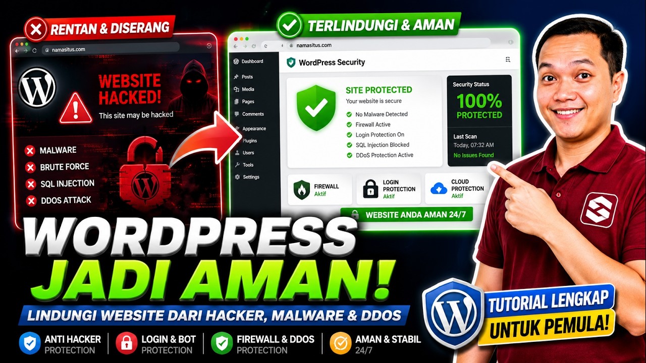 Cara Mudah Amankan WordPress dari Serangan Hacker, Lindungi Website dari DDoS, Bot, dan 15+ lainnya