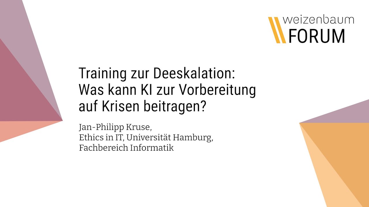 Weizenbaum-Forum Dez 24 | Impuls von Jan-Philipp Kruse &uuml;ber Training zur Deeskalation