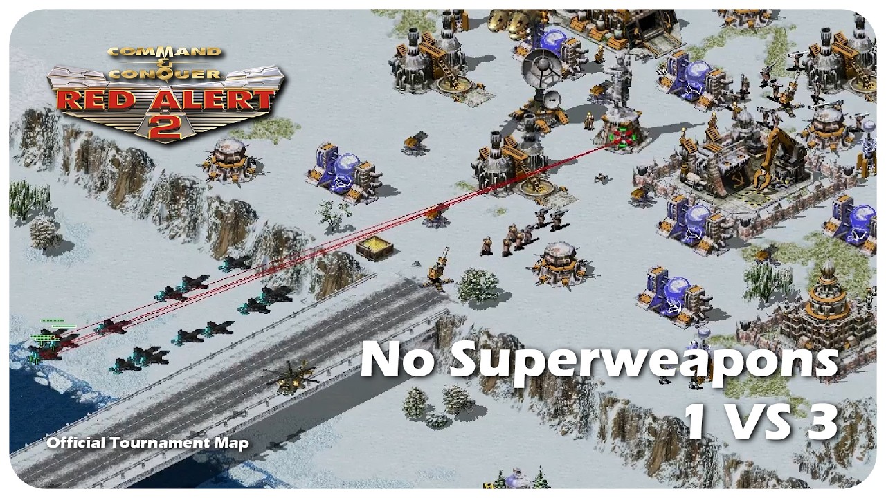 Red alert 2 | Official Tournament Map | 1vs3 No SUPERWEAPONS (Brutal Enemy)