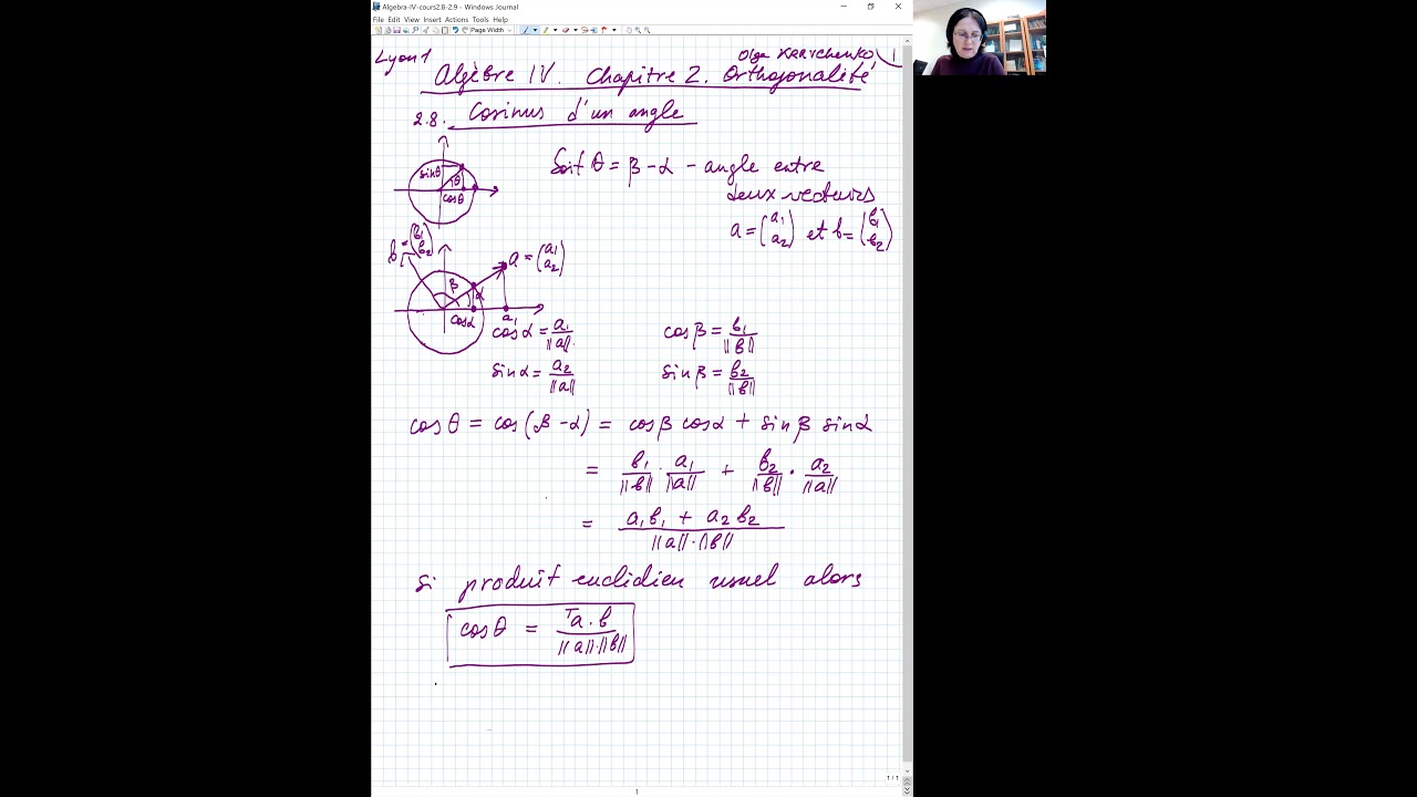 Algèbre IV - 2.9 Cosinus d'un angle