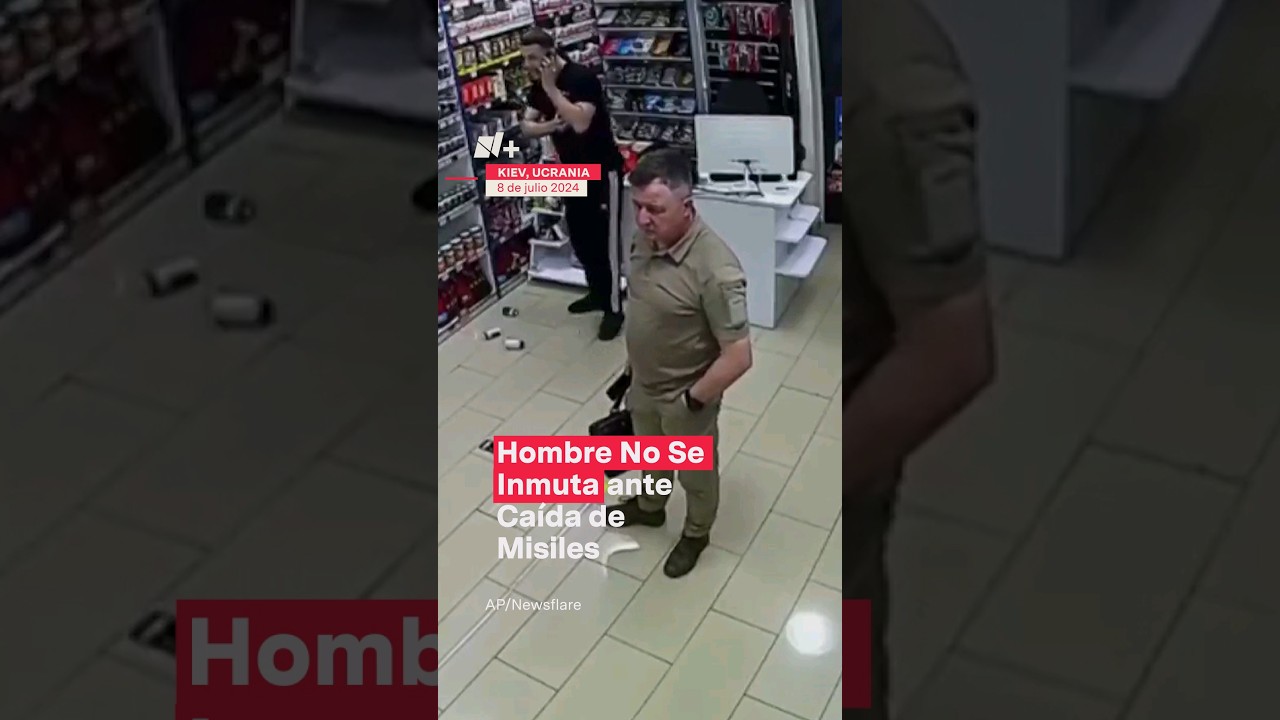 Captan reacci&oacute;n de clientes ante lluvia de misiles rusos, en tienda de Ucrania - N+ #Shorts