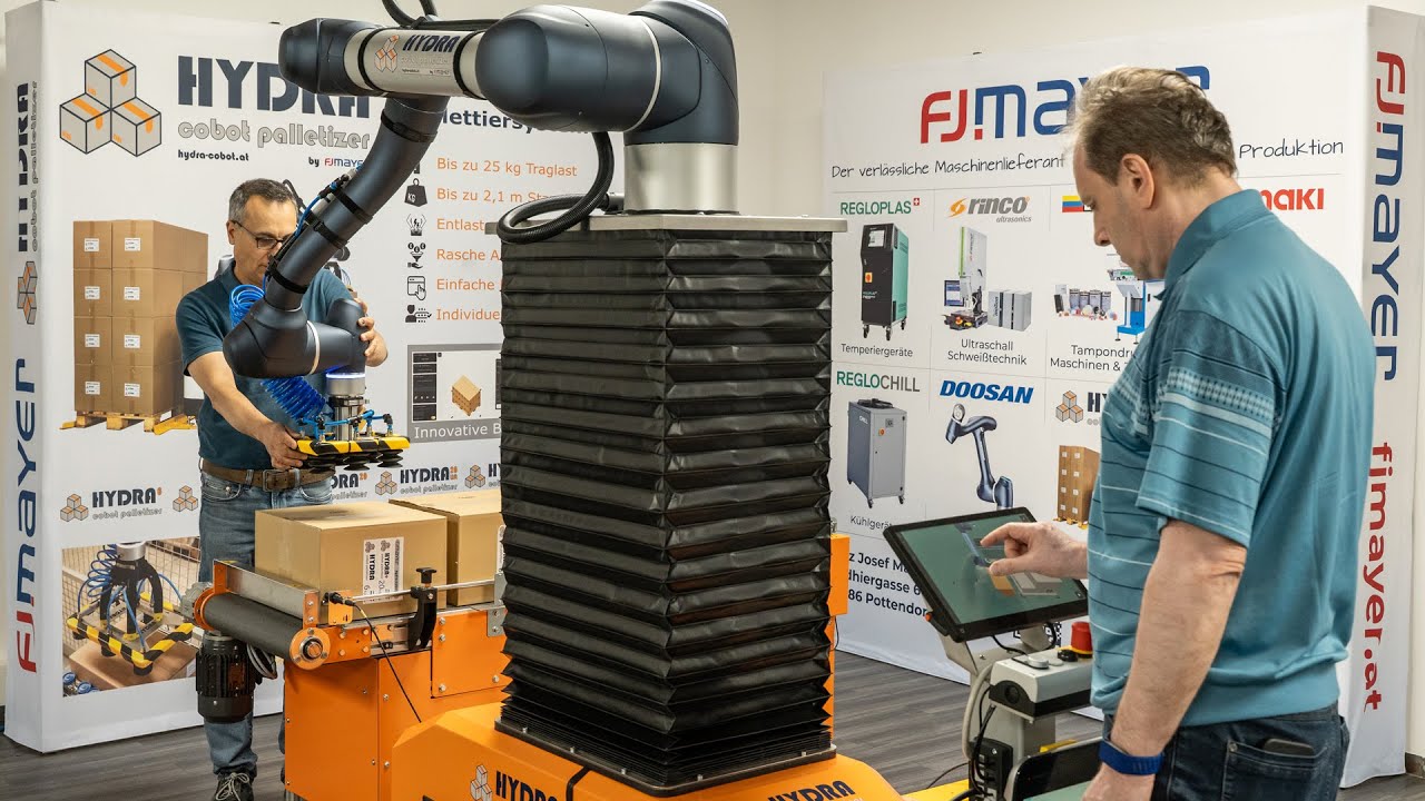 HYDRA 20 lift cobot palletizer, Palettiersystem f&uuml;r gro&szlig;e Paletten
