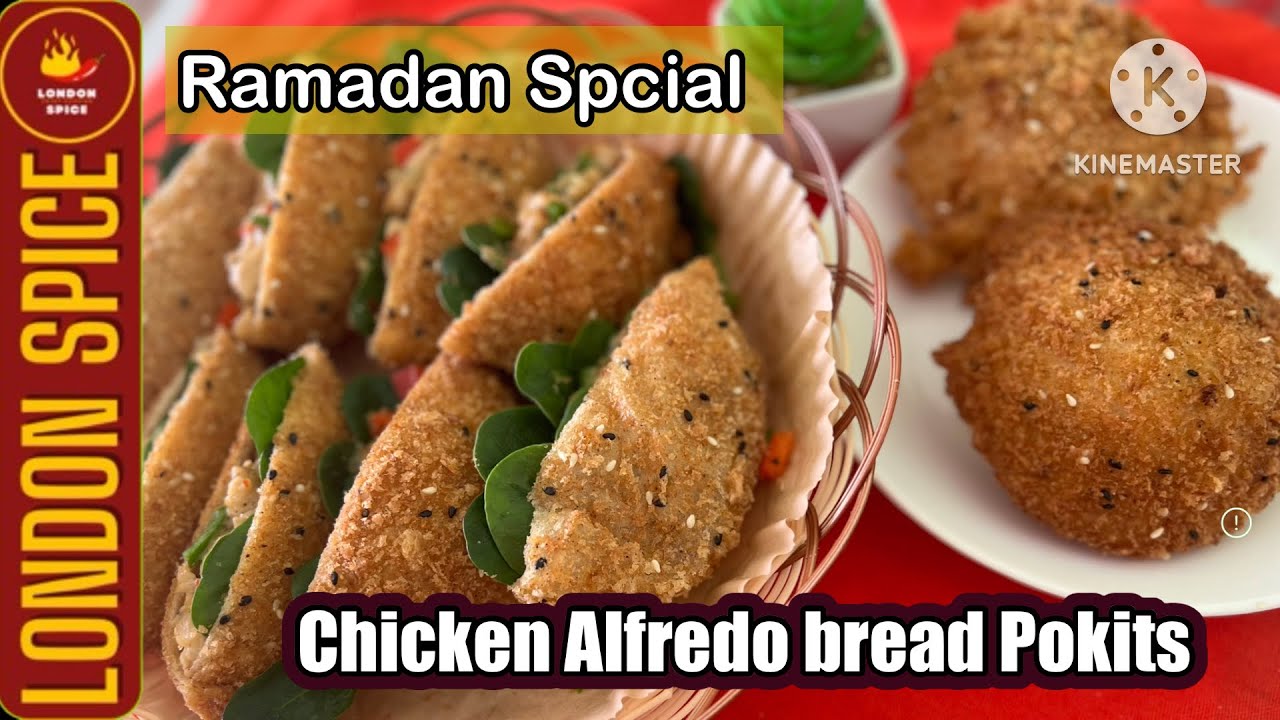 Chicken Alfredo Bread Pokits| How To Make Chicken Alfredo Bread Pokits |Chicken Bread |London Spice