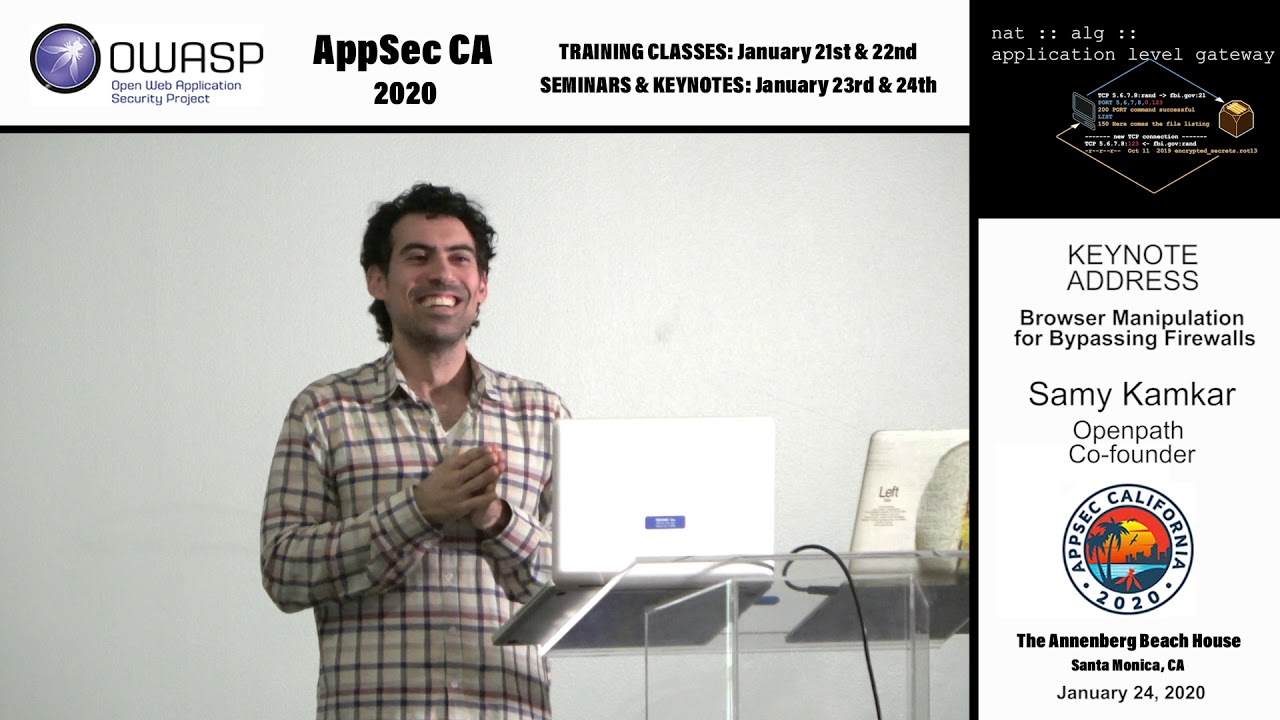 AppSecCali 2020 Closing Keynote: Browser Manipulation for Bypassing Firewalls - Samy Kamkar