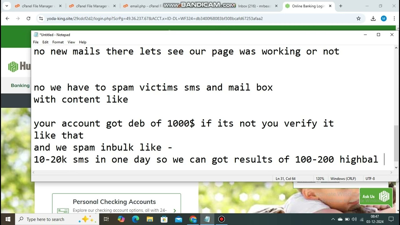 SPAMMING TUTORIAL _how to spam bank logs and Huntington bank cc spam information [educational only ]