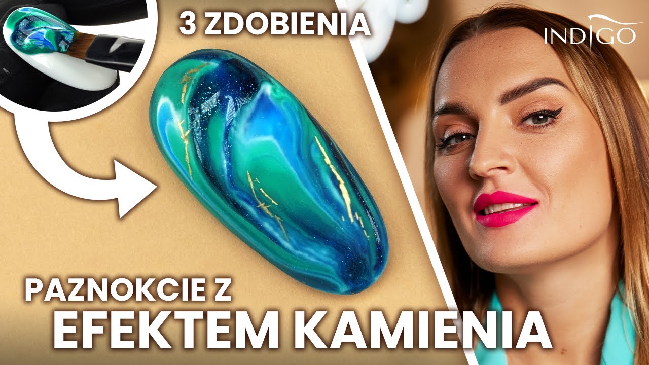 Efekt kamienia na paznokciach - 3 szybkie zdobienia kolorowy marmurek krok po kroku | Indigo Nails