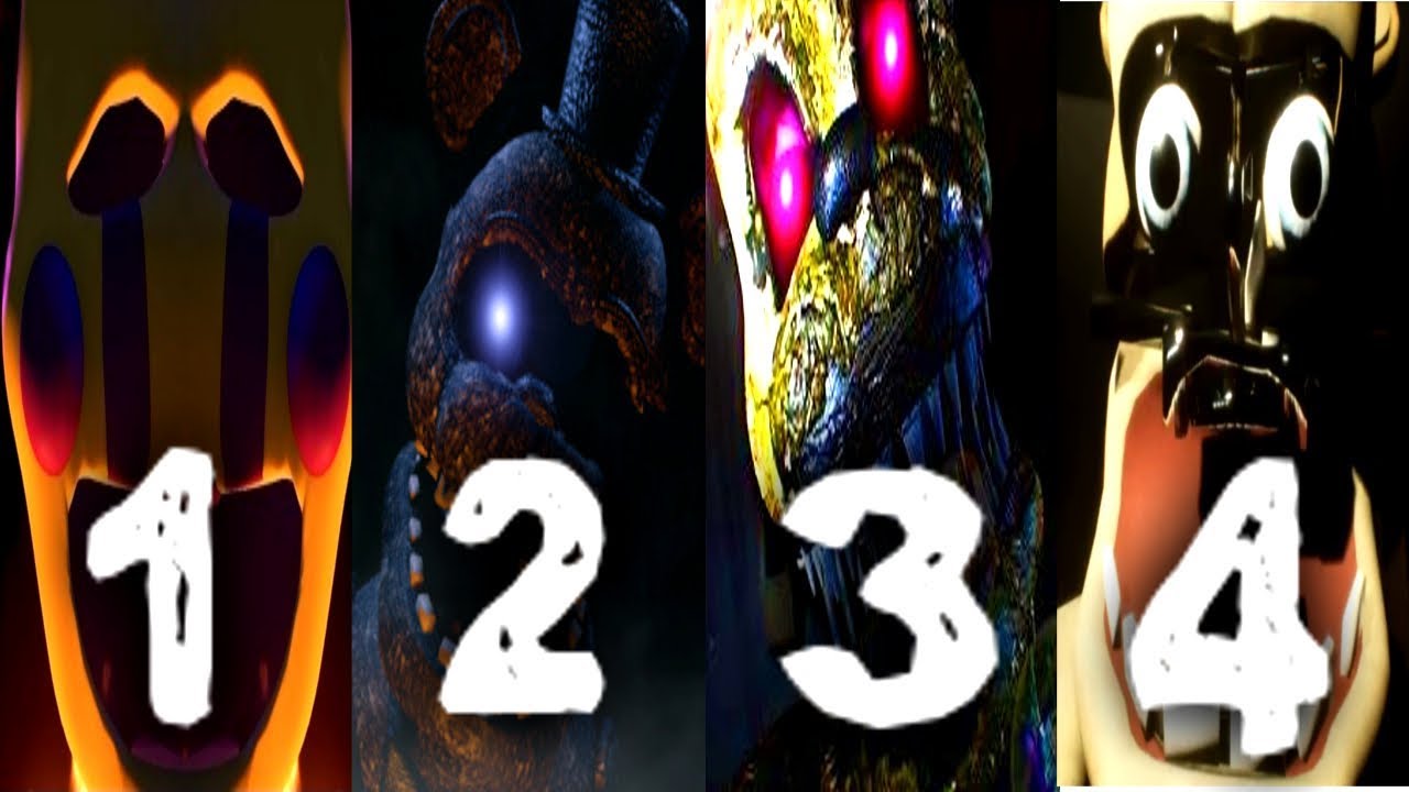 Final Nights 1, 2, 3, 4 ALL JUMPSCARES | FNaF History
