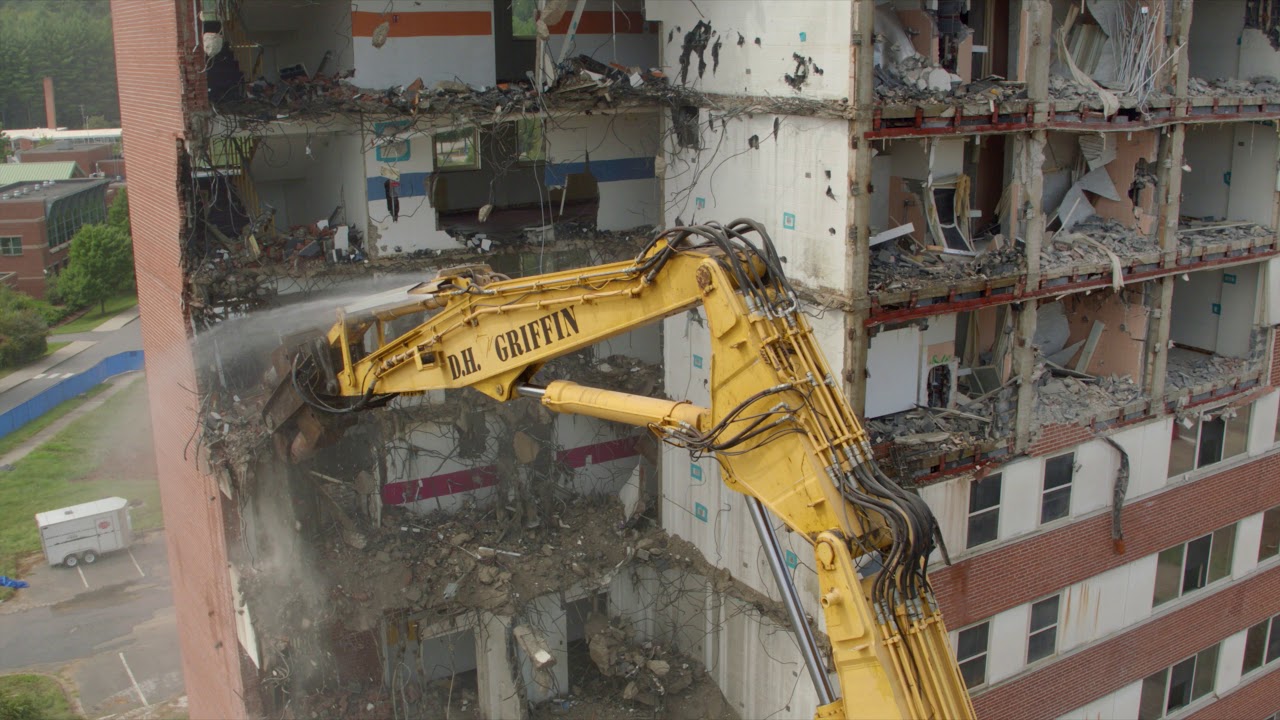 The demolition of Scott and Walker Hall at Western Carolina University by DH Griffin Wrecking